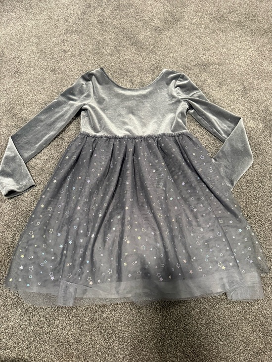 Cat & Jack Sparkly Silver Velvet Dress Sz M (7/8) - Picture 2 of 6